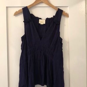 Anthropologie Navy blue sleeveless blouse